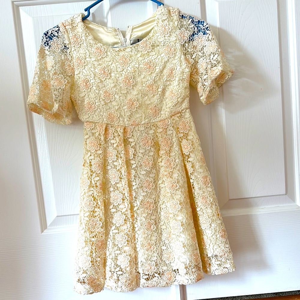 Elegant Cream Lace Kids Dress